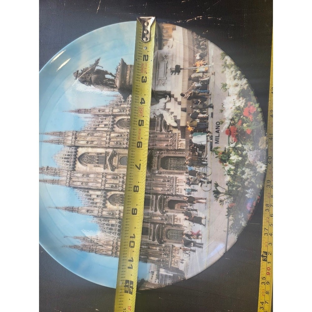 Vintage Milano Duomo di Milano Italy Souvenir Decorative Plate 12 Inch Round - Picture 2 of 4